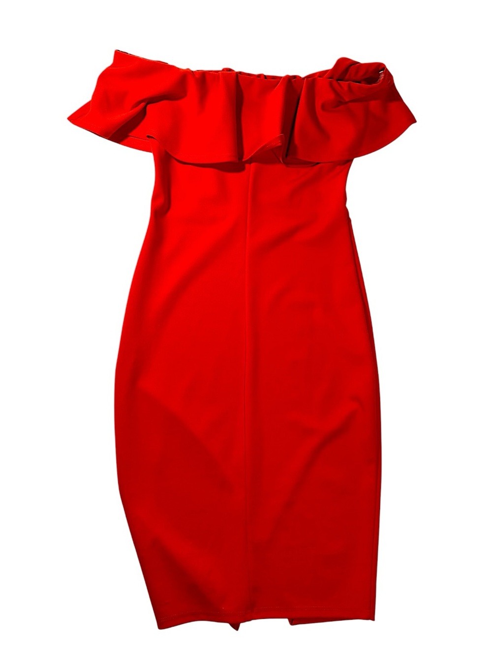 privy Red One-Shoulder Ruffle Bodycon Dress - Picture 2 of 8